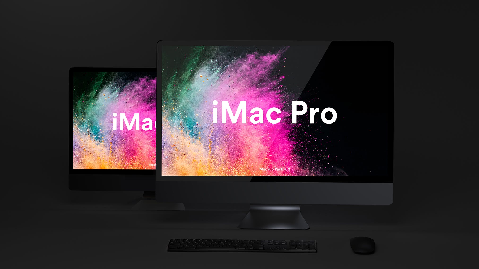 酷黑背景iMac Pro一体机电脑样机模板 Dark iMac Pro Mockup插图(6)