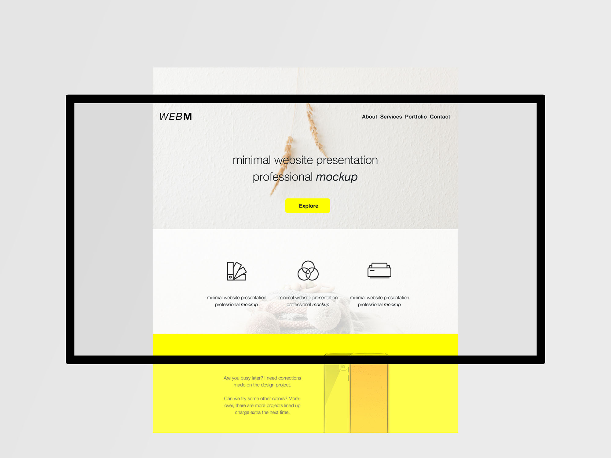 极简主义设计风格扁平化网站设计效果预览样机模板 Minimal Flat Website Presentation Mockup插图