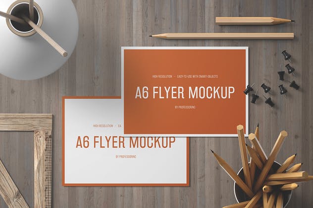 高品质A6横向传单样机套装v1 A6 Landscape Flyer Mockup Set 1插图(2)