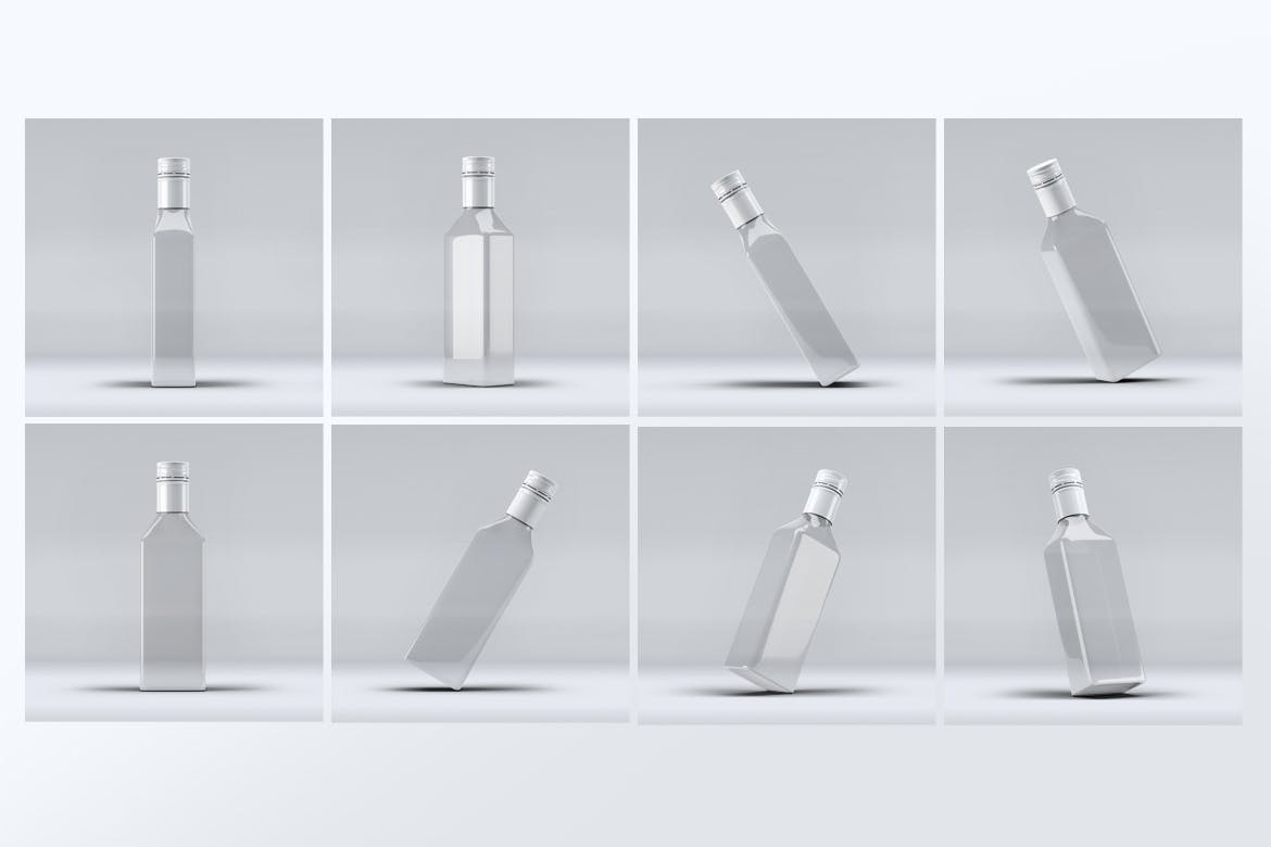 方形玻璃瓶设计样机模板 Square Glass Bottle Mock-Up插图(2)