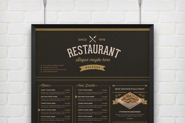 高端优雅餐厅菜单插画设计模板 Elegant Food Menu 3 Illustrator Template插图(13)