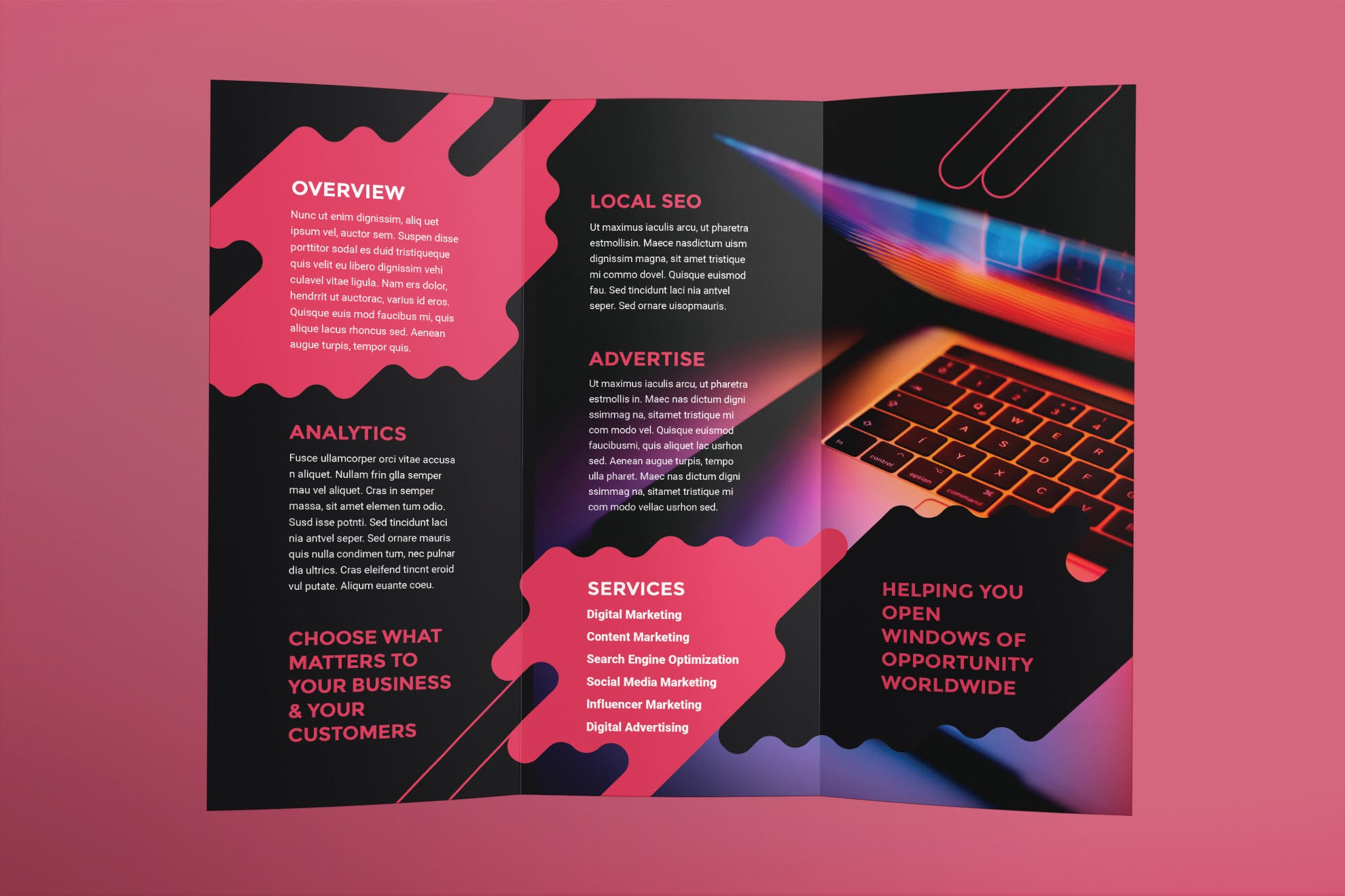 数字广告代理商三折页宣传册宣传单设计模板 Digital Advertising Agency Brochure Trifold插图(2)