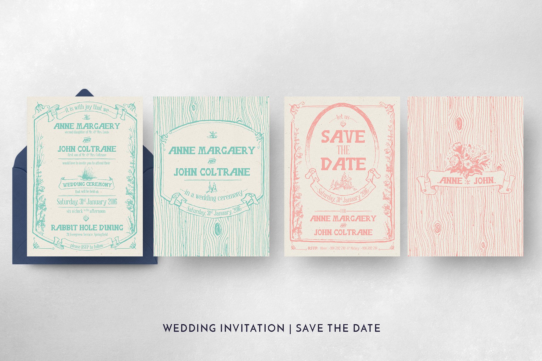 异想天开的森林婚礼设计物料模板 Whimsical Forest Wedding Suite插图(3)