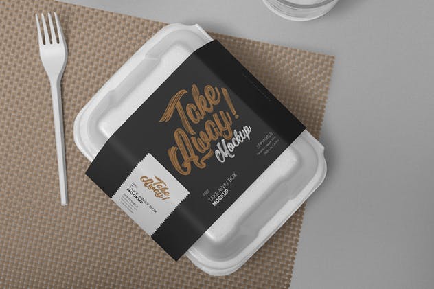 一次性食品快餐盒泡沫包装样机 6 Disposable Food Packaging Mockups插图(5)