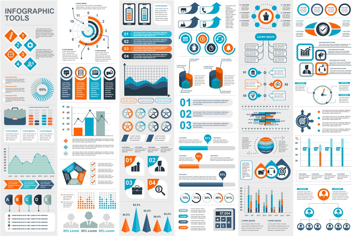 公司数据汇报矢量信息图表灯片设计元素 Infographic Elements插图