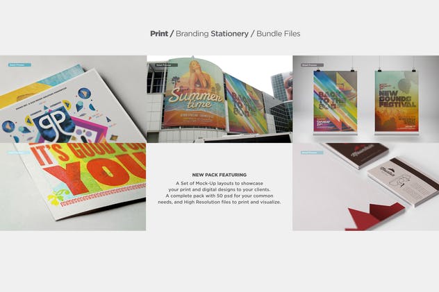 纯色打印海报传单样机必备套装 Print | Branding Mock-Up Essentials Bundle插图(1)