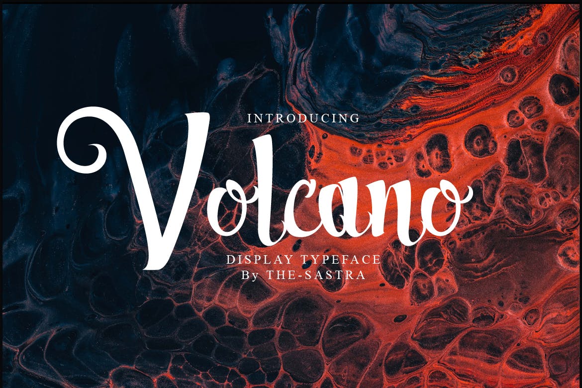 充满海洋墨水气息的英文书法设计字体 Volcano插图