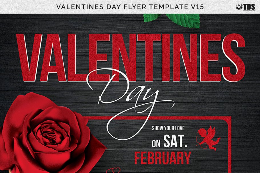 情人节活动玫瑰花元素海报传单PSD模板 V.15 Valentines Day Flyer PSD V15插图(6)