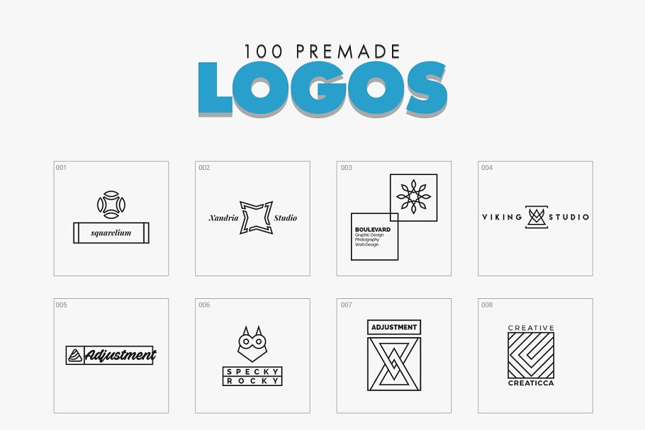 700个精简几何图案Logo模板  Minimal Geometric Logo Marks Bundle插图(1)