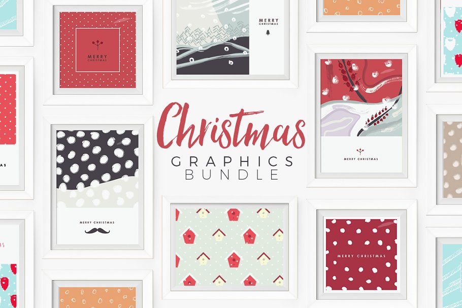 圣诞节主题设计项目素材库 Christmas Graphics Bundle插图