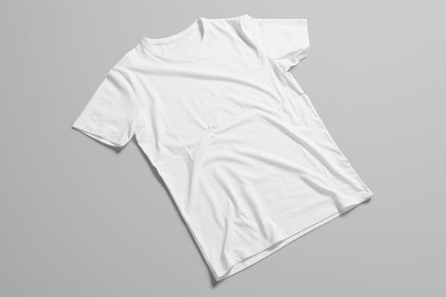 男模特圆领白色T恤服装样机 T-Shirt Mock-Up / Crew Neck Male Model Edition插图(3)