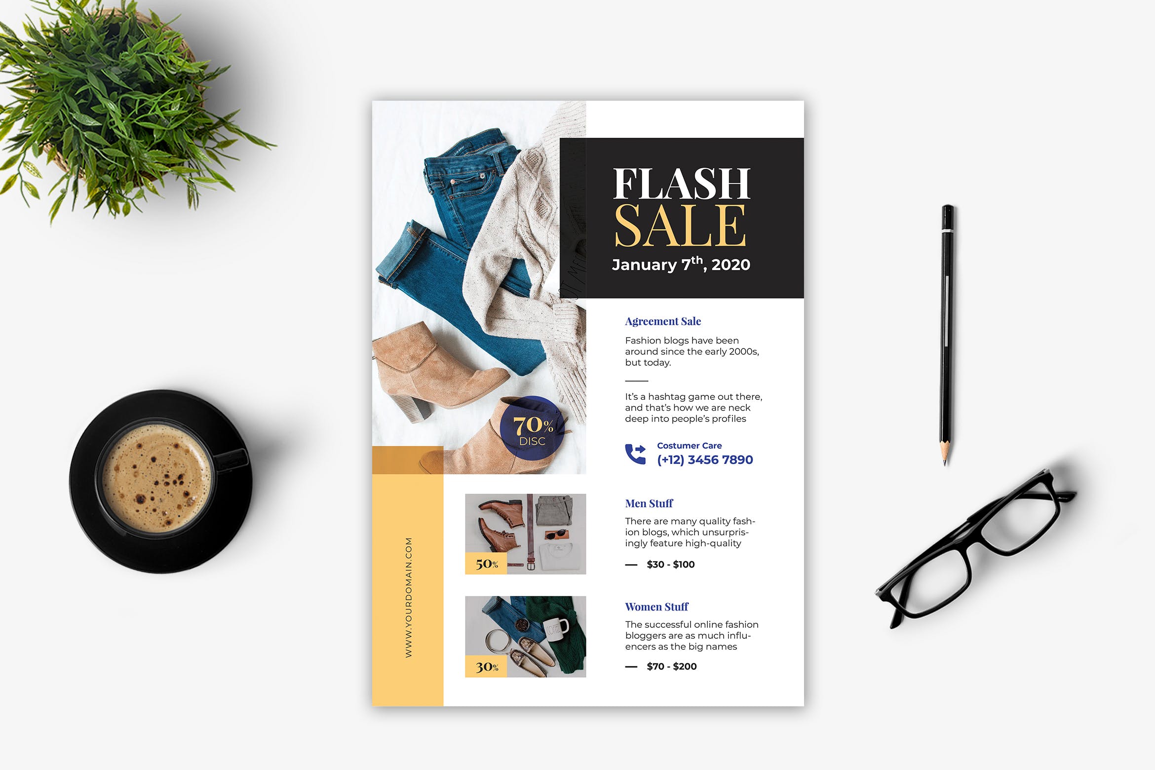 闪购活动海报传单设计模板 Flash Sale Flyer插图
