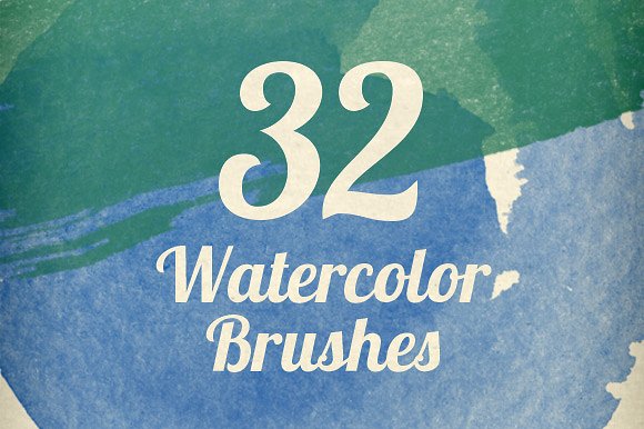 32个超高分辨率水彩笔触笔刷  Watercolor Strokes Brush Pack插图