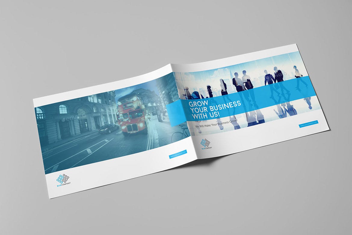 蓝色经典高科技公司画册设计模板 Blue Corporate Horizontal Brochure插图(12)