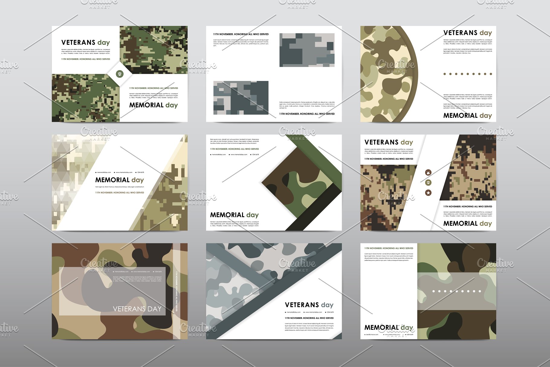 40+老兵节军人宣传小册模板 Veteran’s Day Brochures Bundle插图(1)