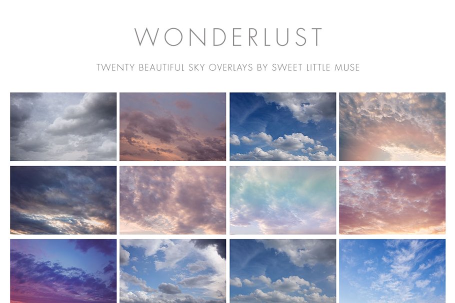云彩天空叠层背景 Wonderlust Sky Overlays插图