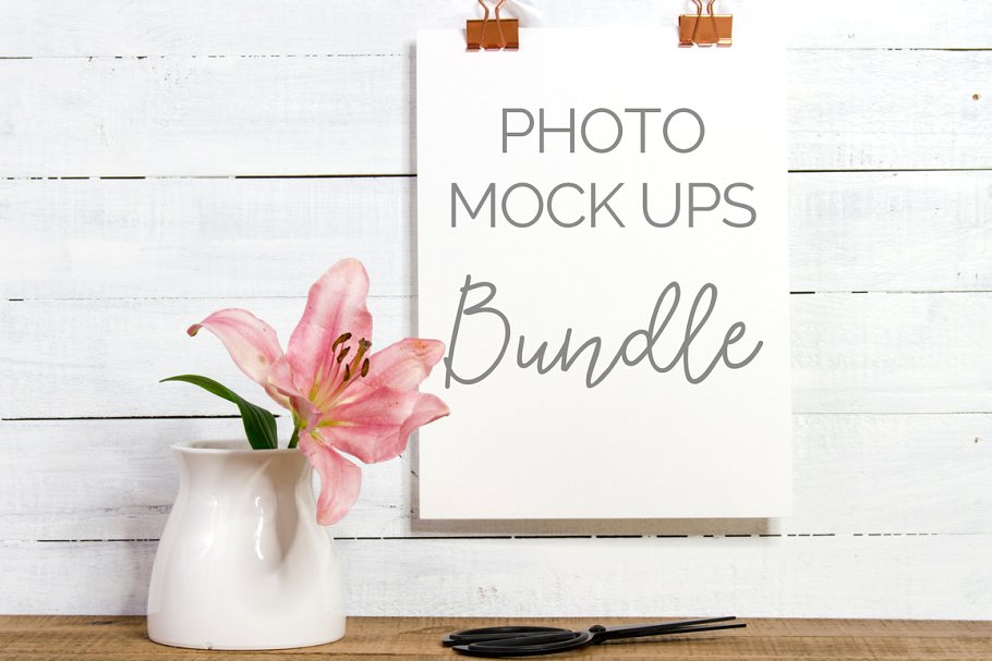 实景拍摄长方体花卉便签样机模板 Floral Mockup Bundle (9 Images)插图