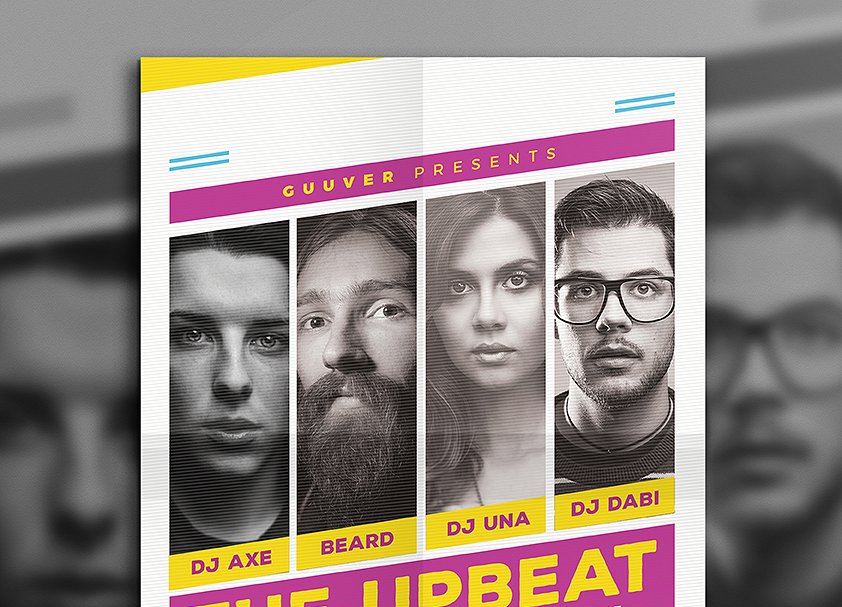 音乐派对音乐俱乐部活动海报传单模板 Upbeat Music Party Flyer插图(1)
