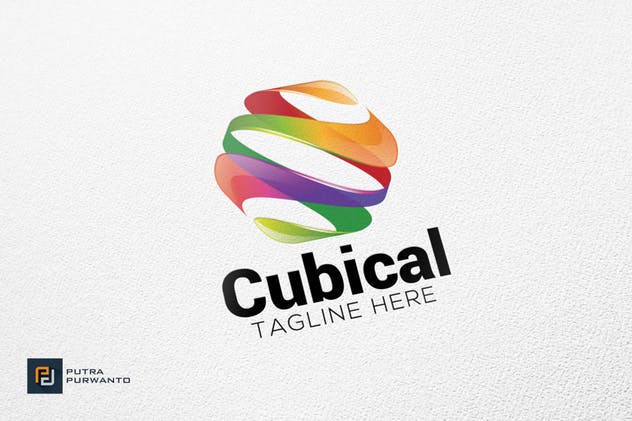 多彩丝带立方体图形Logo设计模板 Cubical – Logo Template插图(1)