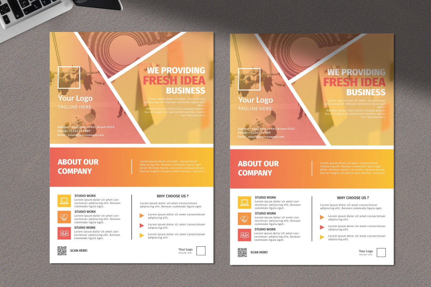 多用途企业公司宣传海报传单设计模板v13 Creative Business Flyer Vol. 13插图(1)