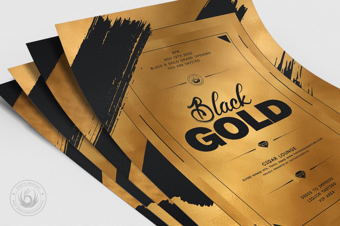 黑金配色奢华海报传单设计模板v15 Black and Gold Flyer Template V15插图(4)