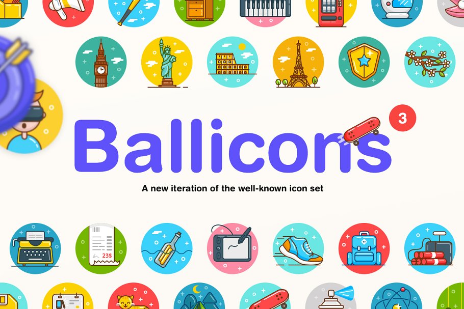 250枚创意多彩图标合集 Ballicons 3 Icon Pack插图