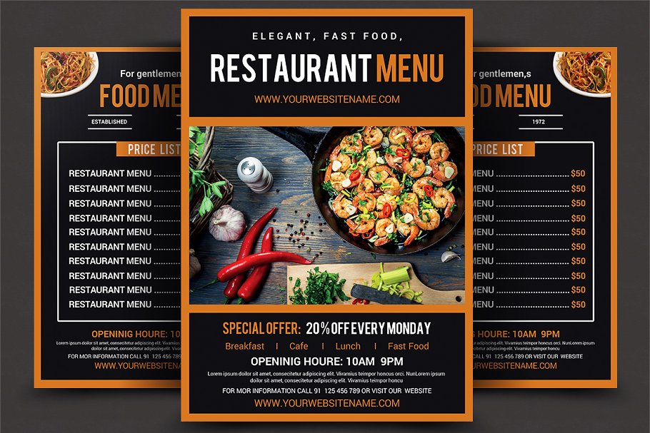 意式餐厅菜单设计PSD模板 Restaurant Menu插图