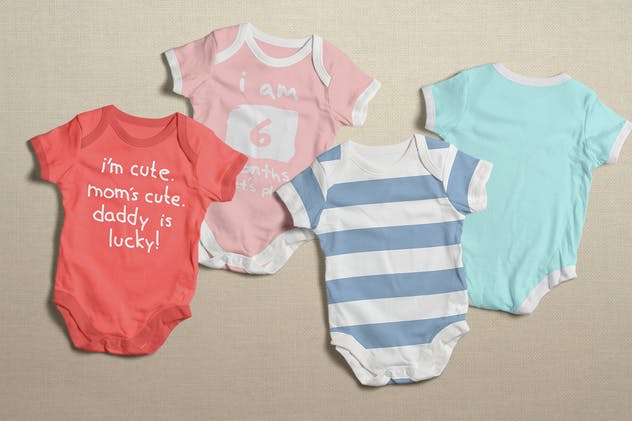 婴儿紧身连体衣样机模板 Baby Bodysuit Clothing Mock-up插图(1)