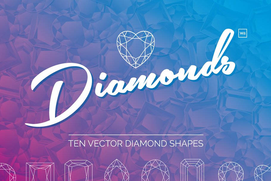 多边几何宝石菱形钻石矢量插图 Ten Diamond Vector Shapes插图