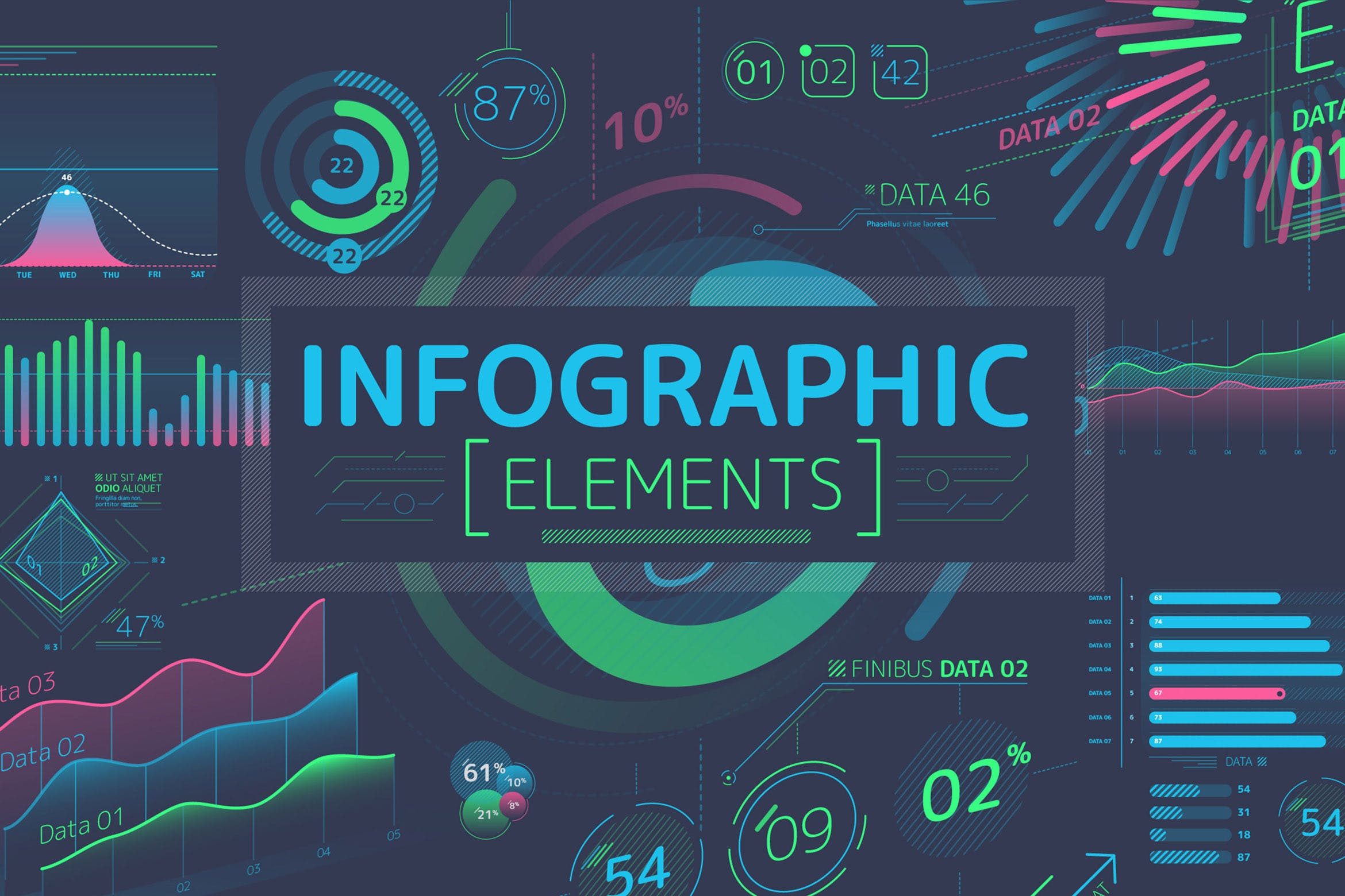 扁平化设计风格信息图表数据演示设计素材 Flat Infographic Elements插图