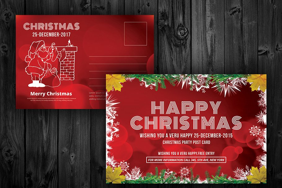 20套圣诞节贺卡卡片模板 20-Psd Christmas Cards Bundle插图(1)