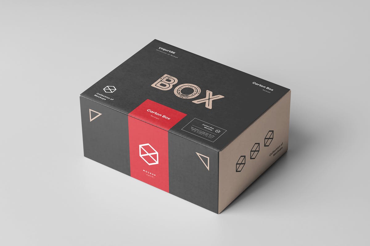 产品包装盒物流包装设计样机模板 Carton Box Mock-up 135x105x60插图
