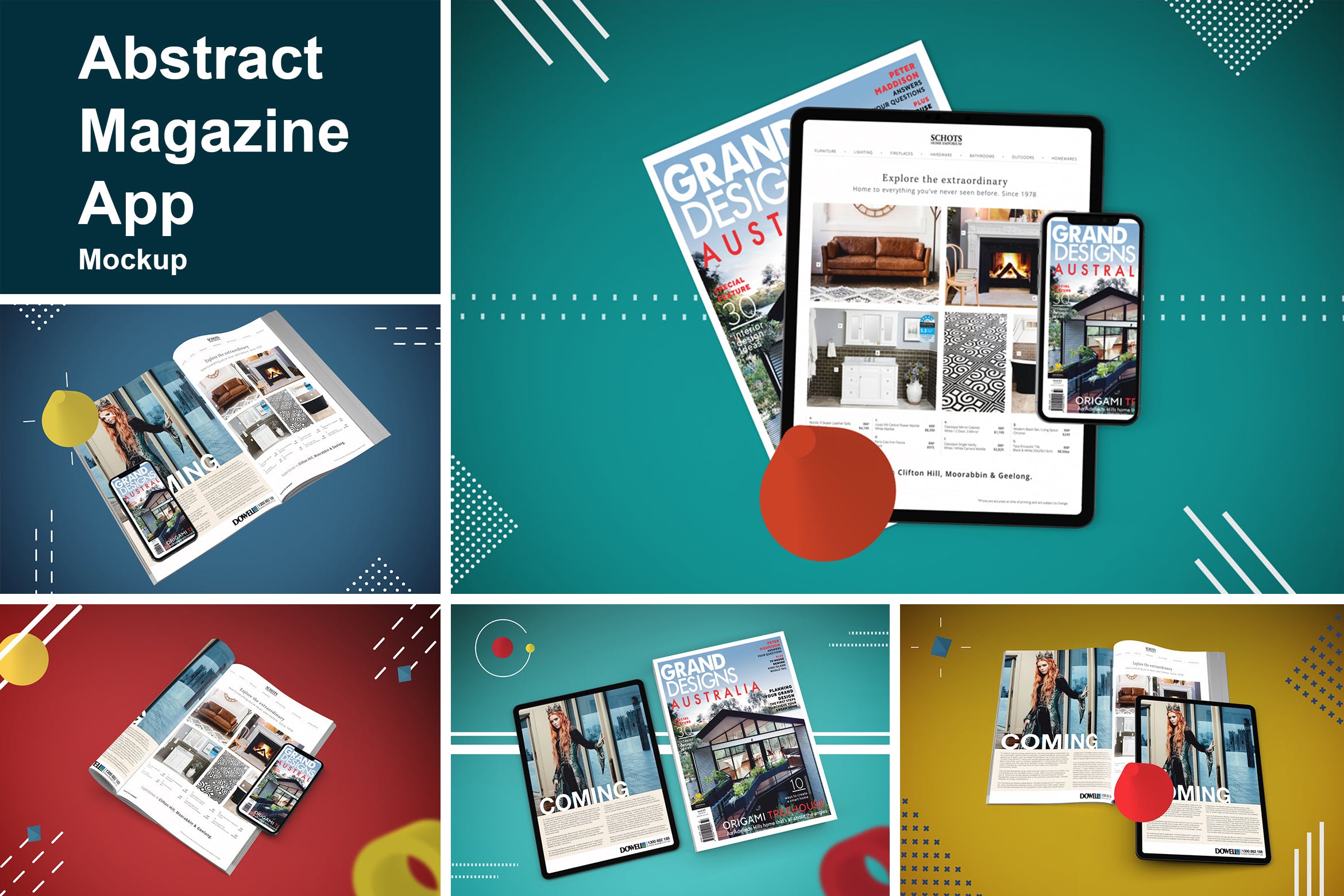 杂志印刷设计/杂志APP设计图预览样机样机 Abstract Magazine App Mouckup插图