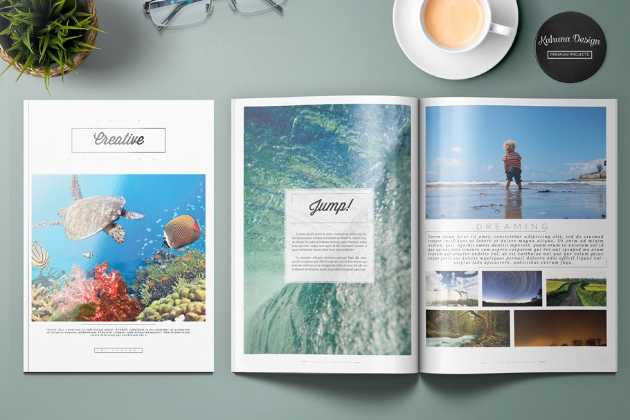创意黑白旅行杂志画册模板 Creative Black &White Brochure插图