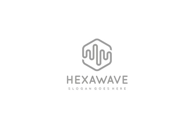 六边形蓝色波浪品牌Logo设计素材 Hexagon Wave Logo插图(2)