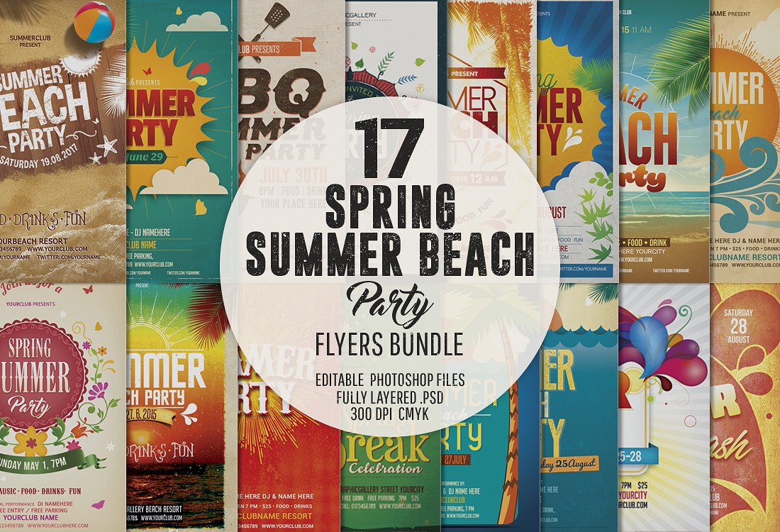17款春夏必备的海滩类型主题创意海报&专题模版下载[PSD]插图