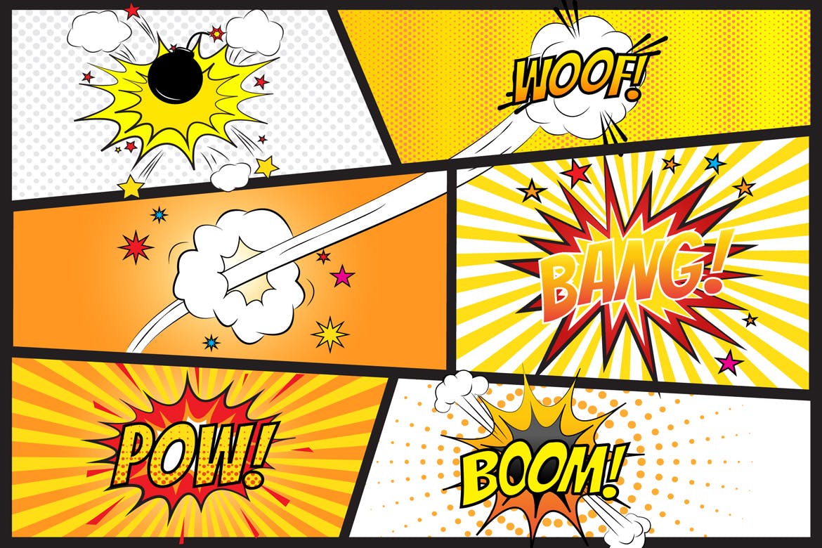 漫画爆炸图手绘矢量图形素材 Comic Blaster Vector插图(1)
