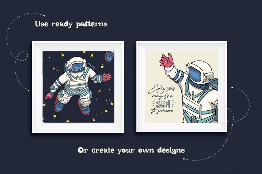 多元素的太空宇航员剪贴画集插图(8)