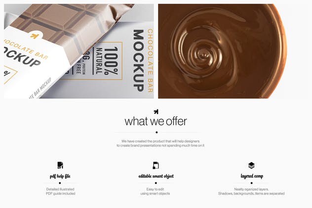 巧克力棒包装样机模板 Chocolate Bar Packaging Mockup插图(1)