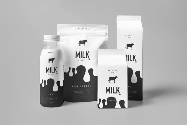 牛奶饮料奶制品包装样机模板 Milk Mock-up插图(8)