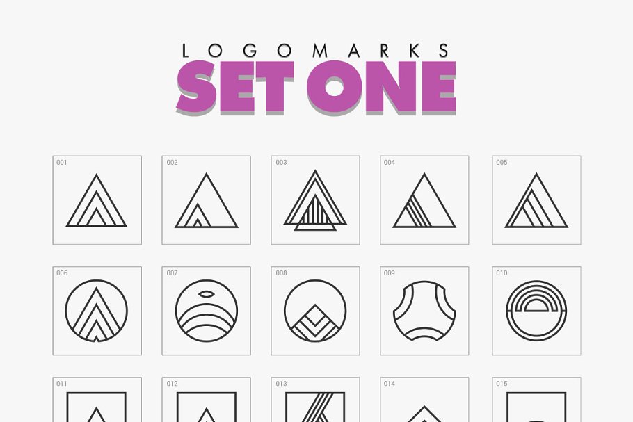 700个精简几何图案Logo模板  Minimal Geometric Logo Marks Bundle插图(3)