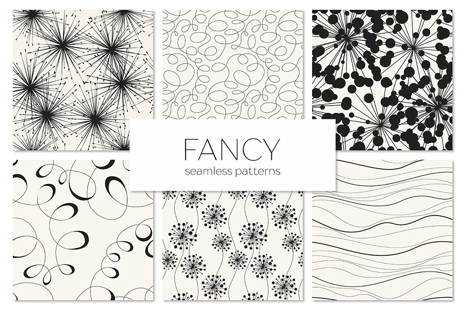 花式图案无缝纹理集 Fancy Seamless Patterns Set插图