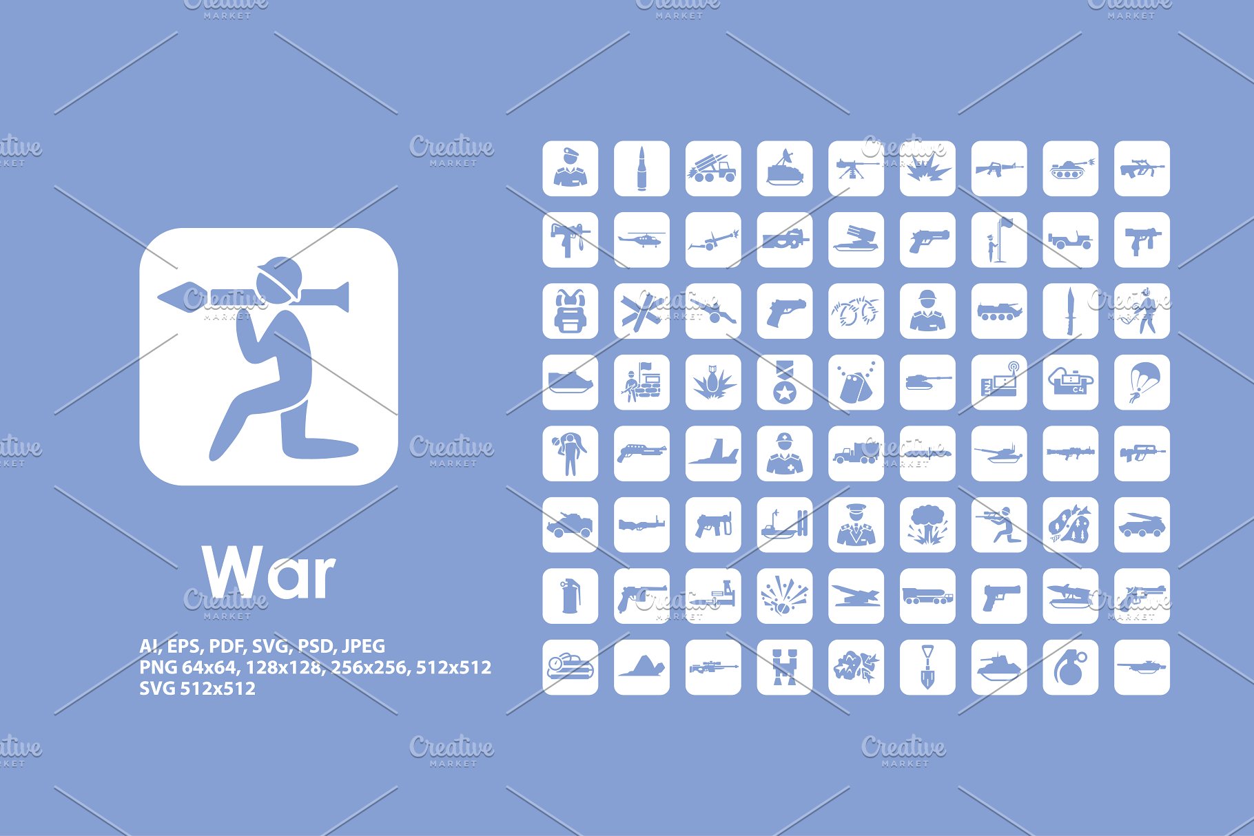 一组简单的战争游戏图标 War icons插图(1)