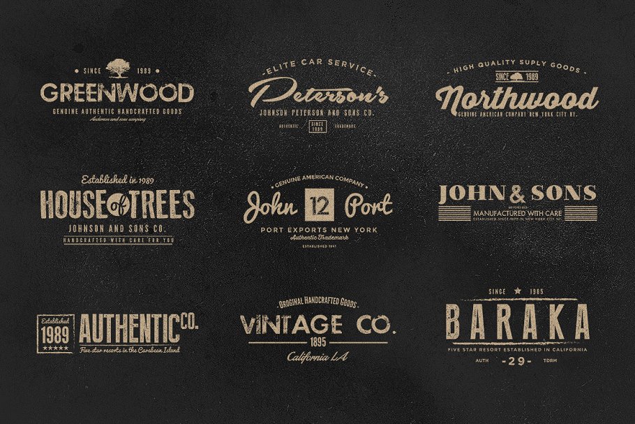 一批复古标签及Logo模板素材 Vintage Labels & Logos Vol.7插图(1)