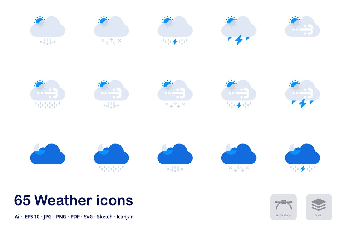 天气预报双色调扁平化矢量图标 Weather Forecast Accent Duo Tone Flat Icons插图(1)