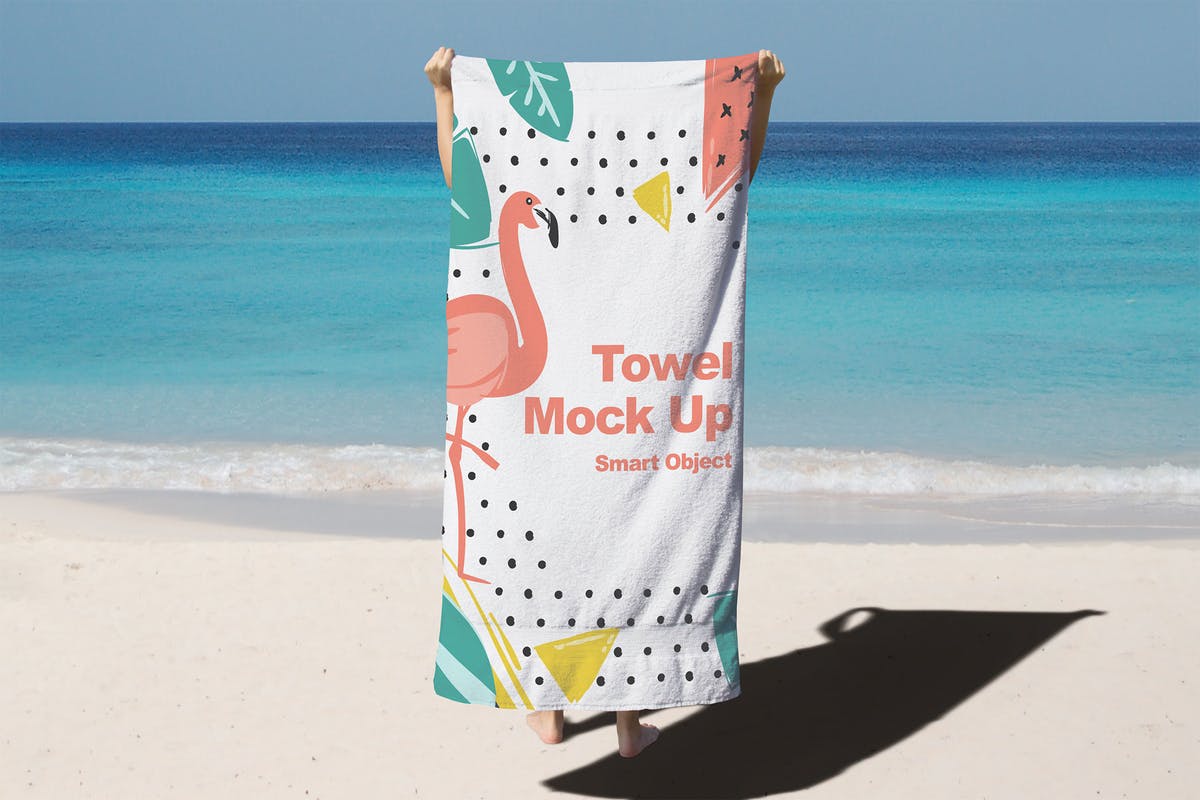 沙滩巾印花图案设计样机模板 Beach Towel Mock Up插图
