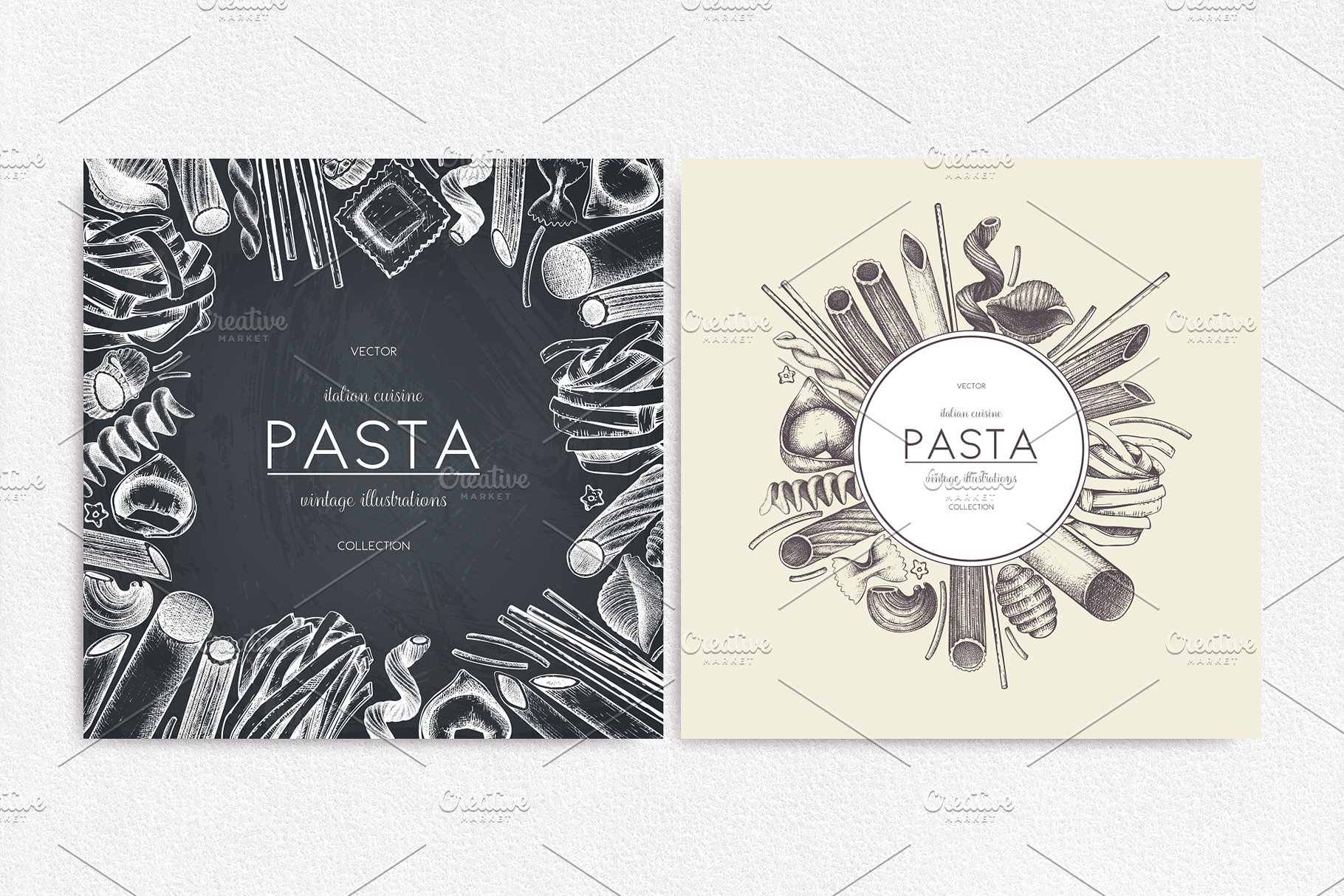 意大利面食和通心粉矢量插画 Vector Pasta & Macaroni Collection插图(3)