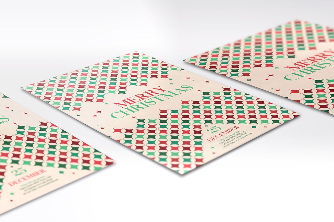 复古图案纹理圣诞节海报传单设计模板 Vintage Pattern Christmas Flyer插图(3)