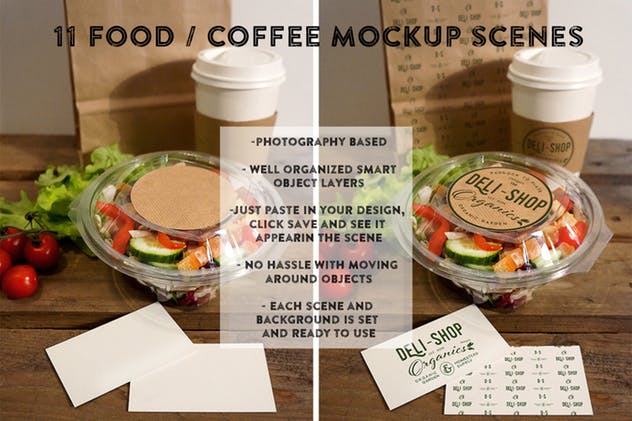 沙拉&咖啡食品品牌Logo设计展示样机 Food Coffee Mockup插图(1)