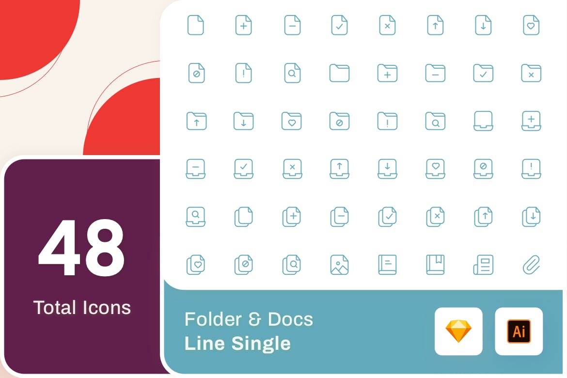 Line Senja图标系列：文件夹&文档矢量线性图标 Line Senja – Folder & Docs插图(1)